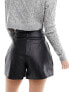 Miss Selfridge faux leather belted short in black