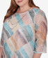 ფოტო #1 პროდუქტის Plus Size Scottsdale Stained Glass Popcorn Top With Necklace