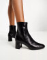 Фото #2 товара Mango round toe leather ankle boot in black