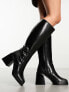 Фото #1 товара ASOS DESIGN Cascade leather knee boots in black