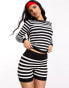 ASOS Weekend Collective co-ord seamless shorts in mono stripe