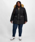 Plus-Size Belted Faux-Fur-Hooded Puffer Coat