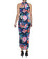 Фото #3 товара Women's Floral-Print Halter-Neck Sleeveless Maxi Dress