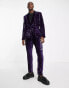 ASOS DESIGN skinny suit jacket in sequin diamond velvet in purple