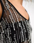 Фото #2 товара ASOS DESIGN embellished scoop neck vest co-ord in black and silver