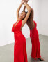 ASOS EDITION satin statement cowl neck maxi dress in red Красный, 46 - фото #1