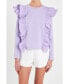 ფოტო #1 პროდუქტის Women's Poplin Ruffle Detail T-shirt