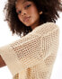 Pimkie crochet collar detail cropped top in camel