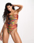 Фото #8 товара ASOS DESIGN one shoulder cut out swimsuit in heat map zebra print