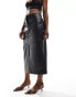 Forever New leather look midi skirt in black