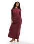 Фото #1 товара ASOS DESIGN long sleeve maxi dress with ruched side in mulberry