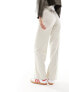 Stradivarius Tall tailored straight leg trouser in mushroom 34 - фото #3