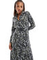 JDY belted midi shirt dress In abstract animal print