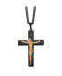 Black and Rose IP-plated Crucifix Pendant Curb Chain Necklace