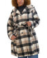 Фото #1 товара Plus Size Hooded Belted Button-Front Coat, Created for Macy's