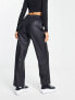 Фото #2 товара Only faux leather elasticated waist straight leg trousers in black