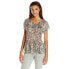 Фото #1 товара Топ пеплум Lucky Brand с кружевной вставкой Lucky Brand Ikat Print Black Ivory Размер S