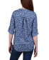 ფოტო #2 პროდუქტის Petite 3/4 Sleeve Roll Tab Chambray Blouse