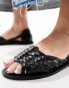 Фото #3 товара ASOS DESIGN Francis leather woven flat sandals in black