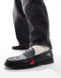 Фото #1 товара ASOS DESIGN black leather loafers with red and white detailing