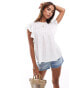 Фото #1 товара Vero Moda high neck flutter sleeved embroidered top in white