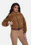 Women's Fashion Jacket, Silky Brown With Ginger Curly Wool