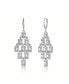 Фото #2 товара Sterling Silver White Gold Plated Clear Square Shape Chandelier Earrings