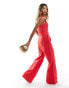 Фото #1 товара Kaiia linen look tailored wide leg trouser co-ord in red