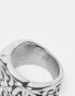 Фото #3 товара ASOS DESIGN waterproof stainless steel signet ring with vintage design in burnished silver