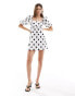 Фото #3 товара Stradivarius puff sleeve mini dress in spot print