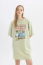 Фото #1 товара Coool Snoopy Penye Kısa Kollu Mini Tişört Elbise C3551ax24sm
