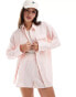 Фото #1 товара The Frolic raye oversized shirt in pink and white stripe