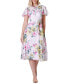 Фото #1 товара Платье с поясом и короткими рукавами Jessica Howard Petite Printed Flutter-Sleeve