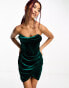 Bardot velvet mini dress in forest green