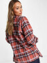 Фото #2 товара ASOS DESIGN brushed boyfriend shirt with pocket in red & black check