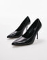 Topshop Wide Fit Erin patent court shoe in black