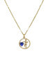 Gold-Tone Suspended Cherub Angel and Blue Heart Necklace