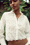 Фото #5 товара Укороченная рубашка с ажурной вышивкой ZARA