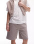 Фото #1 товара Topman premium heavyweight relaxed jersey short in light brown - BROWN