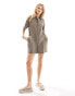 Фото #2 товара ASOS DESIGN shirt romper playsuit in charcoal