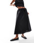 Фото #5 товара ASOS DESIGN cotton drawstring waist maxi skirt with broderie trim in black co ord