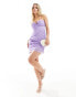 Фото #3 товара ASOS DESIGN Petite tie front cami mini dress with ruched skirt in lilac