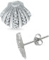 ფოტო #1 პროდუქტის Cubic Zirconia Clam Shell Stud Earrings in Sterling Silver, Created for Macy's