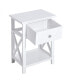 Фото #1 товара Side Table, Farmhouse End Table With Storage Drawer, Open Shelf And X-Frame, Bedside Table For Living Room, White