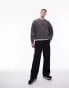 Topman oversized fit sweatshirt with spider tattoo embroidery in washed black