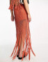 Фото #2 товара ASOS DESIGN rope crochet midi skirt with fringing co-ord in orange