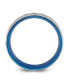 ფოტო #3 პროდუქტის Stainless Steel & Sand-blasted Faceted Blue IP-plated Band Ring