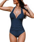 Фото #1 товара Women's Halter Plunge Tummy Control One Piece Swimsuit