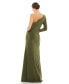 Women's One Sleeve Beaded Cuff Side Twist Gown