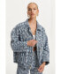 Фото #1 товара Women's Printed Denim Jacket with Pouch Pocket